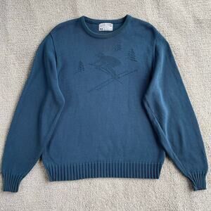 🔥Vintage Lord Jeff USA Fine Cotton Skiing Rib Knit Pullover Blue Retro Sweater